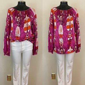 Tory Burch Silk Beetle Print Blouse